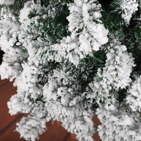 Árbol De Navidad Artificial Con Nieve Blanca Flocada PVC Soporte Metálico Decoración Festiva Hogar Centro Comercial