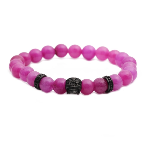 Beaded Bracelet Alloy Skull Charm Elastic Stone Beads Punk Retro Style Fashion Jewelry For Men Women