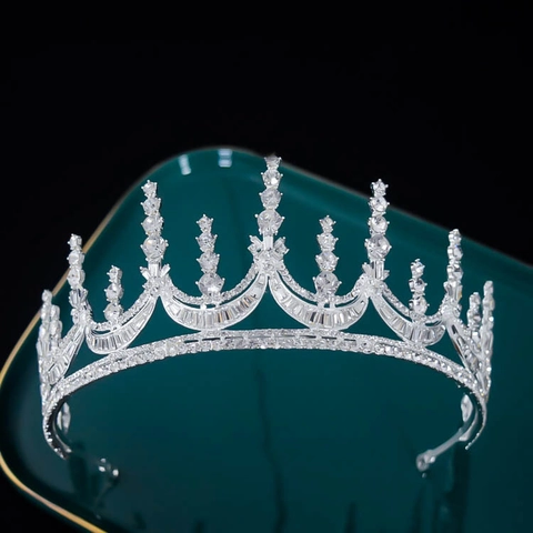 Elegante Tiara Da Sposa Corona Foglia Lega Argento Strass Copricapo Per Matrimonio Festa Banchetto Vintage Donna Accessori