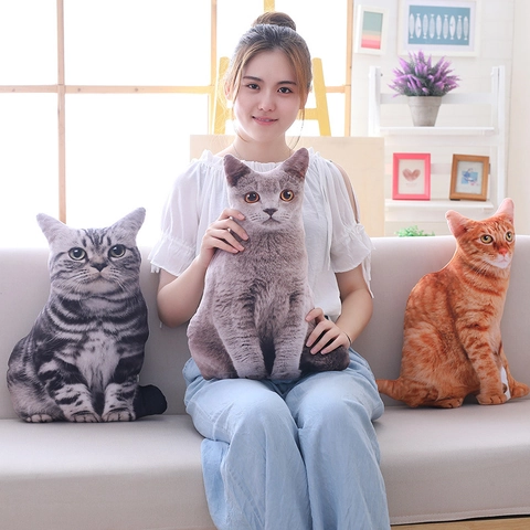 Realistic Animal Shaped Pillow Creative Plush Dog Cat Cushion Soft Short Plush PP Cotton Filling Home Decor Gift