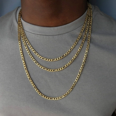 Alloy Figaro Chain Necklace Electroplated Minimalist Geometric NK Link Necklaces Fashion Jewelry For Men Gift