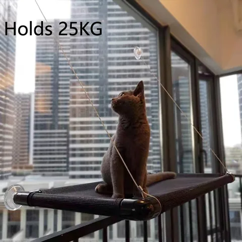 Hamac De Fenêtre Pour Chat Cadre PVC Fil D'Acier Maille Respirante Ventouses Siège De Bain De Soleil Lit De Repos Pour Chats Durable