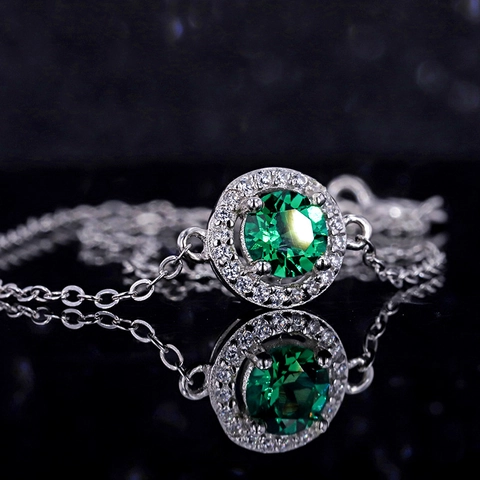 Elegant 925 Sterling Silver Emerald Green Synthetic Gemstone Bracelet With Rhinestones Korean Style Jewelry For Women Gift