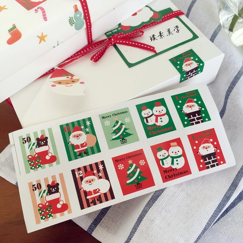 Adesivi Per Sigilli Stile Francobollo Di Natale Rettangolare Decorazione Regali Etichette Adesive Festive