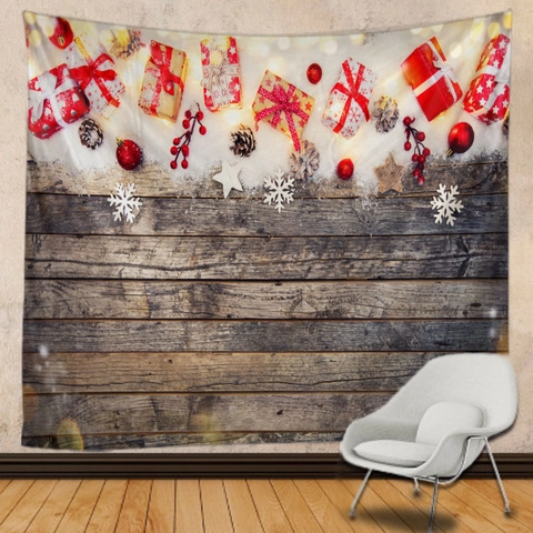 Tapiz Decorativo Para Colgar En La Pared Tela De Poliéster Impresión Digital HD Para Sala Dormitorio Navidad Bosque