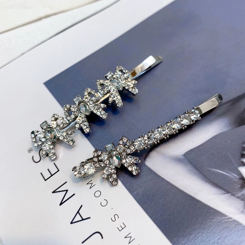 Strass Schleife Haarklammern Legierung Zirkon Funkelnd Süß Elegant Kopfschmuck Für Frauen Mädchen