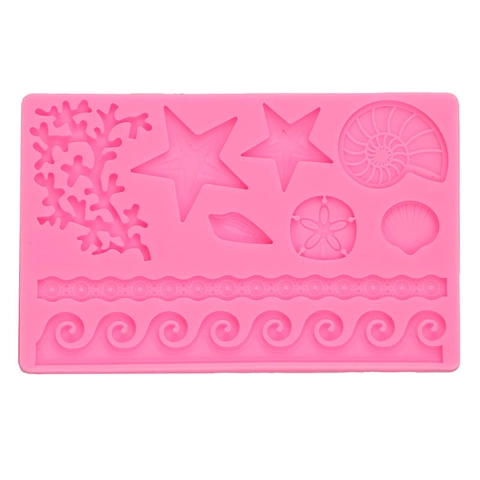 Stampo Per Torte In Silicone Mondo Oceanico Corallo Marino Stella Marina Conchiglia Tappetino Goffratura Fondente Strumento Decorazione