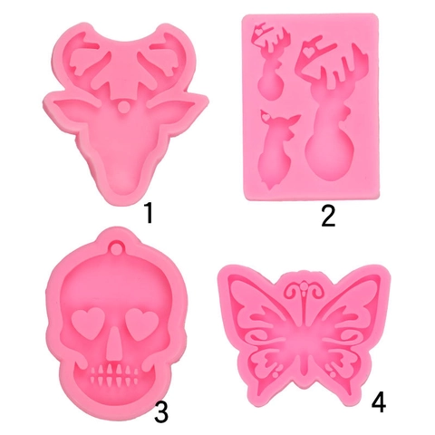 Moldes De Silicona Reno Mariposa Calavera Ojos Corazón Para Hornear Fondant Chocolate Llavero Artesanía DIY