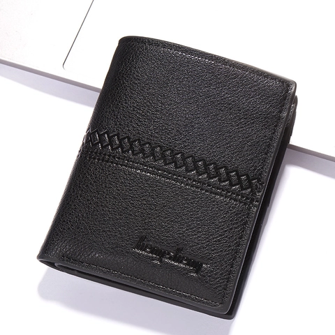 Men's Short Bifold Wallet PU Leather Lychee Pattern Multiple Card Slots Zipper Pocket Casual Business Style For Men