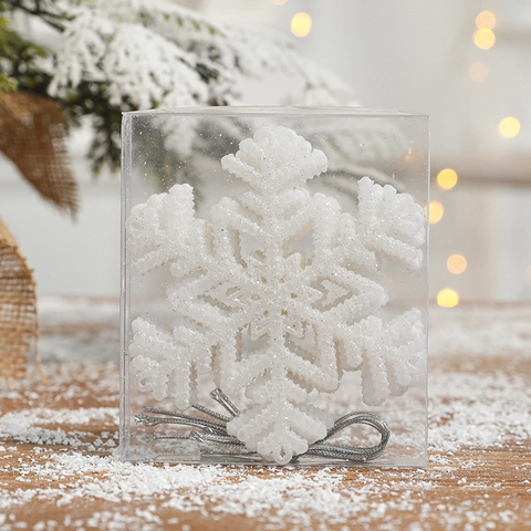 Adornos De Copos De Nieve Para Árbol De Navidad Plástico Con Purpurina Decoraciones Colgantes Brillantes Para Fiesta
