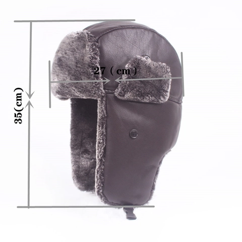 Colbacco Invernale Pelle PU Foderato In Pelliccia Sintetica Caldo Antivento Paraorecchie Outdoor Ushanka Uomo