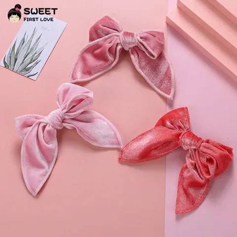Samt Schleife Haarklammern Handgemachte Einfarbige Haarnadeln Entenschnabel Clips Für Damen Mädchen Elegante Kopfbedeckung