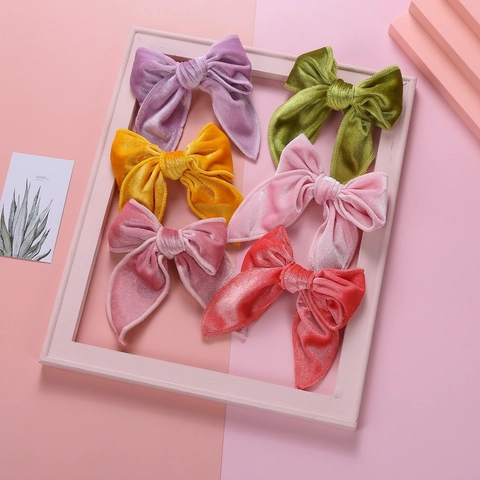 Samt Schleife Haarklammern Handgemachte Einfarbige Haarnadeln Entenschnabel Clips Für Damen Mädchen Elegante Kopfbedeckung