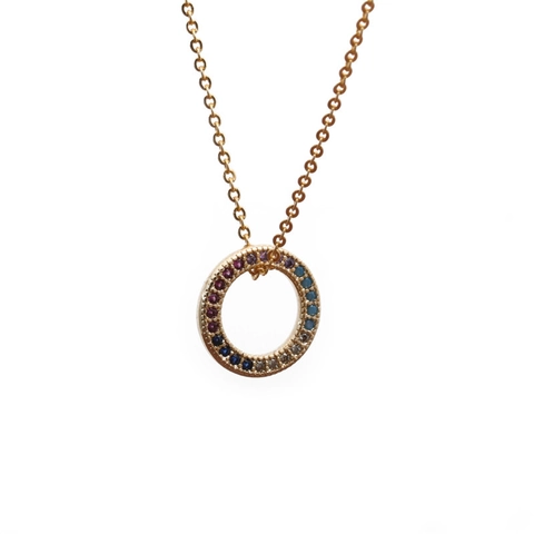 Kreis Anhänger Halskette Kupfer Bunter Zirkonia Ring Mode Schmuck Für Damen Elegant Chic Boho Stil