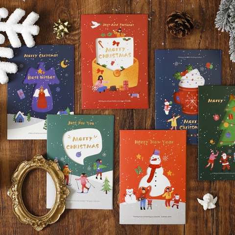 Vintage Christmas Greeting Cards Special Paper Hollow Laser Cut Gold Stamping With Envelopes Festive Blessing Gifts