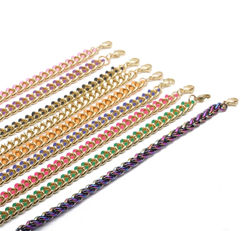 Bracciale A Catena Cubana Punk Hip Hop In Rame Smalto Colorato Gioiello Regolabile Alla Moda Per Uomo Donna