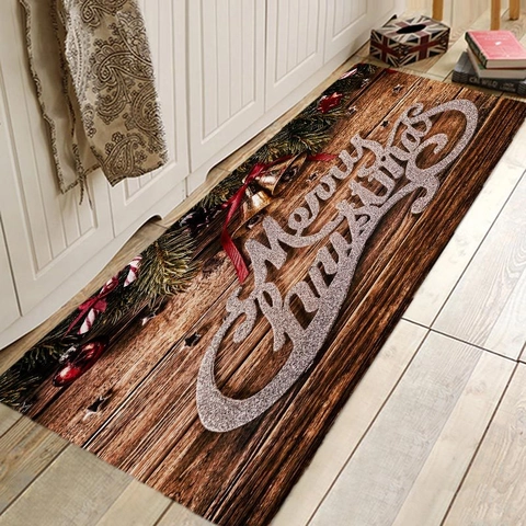 Tappeto Da Porta Di Natale Flanella Antiscivolo Assorbente Tappetino Per Soggiorno Cucina Decorazione Festiva