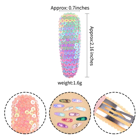 Girls Shiny Flip Reversible Sequin Snap Hair Clips Colorful Candy Color Handmade Hair Accessories For Children Kids Baby