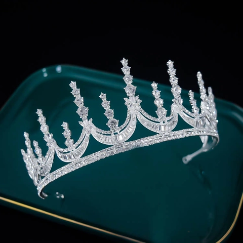 Elegante Tiara Da Sposa Corona Foglia Lega Argento Strass Copricapo Per Matrimonio Festa Banchetto Vintage Donna Accessori