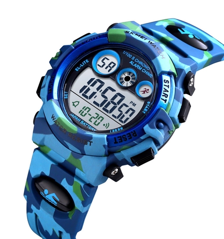 Kids Digital Sports Watch Camouflage Waterproof LED Backlight Alarm Stopwatch PU Strap For Students Boys