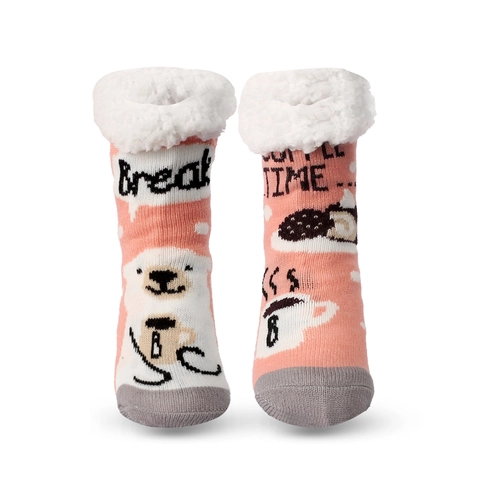 Fleecegefütterte Hausschuhsocken Rutschfest Dick Strick Warm Haus Bodensocken Weihnachten Cartoon Tiermuster Damen