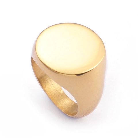 Signet Ring Men 316L Stainless Steel Polished Retro Solid Smooth Band Minimalist Fashion Jewelry