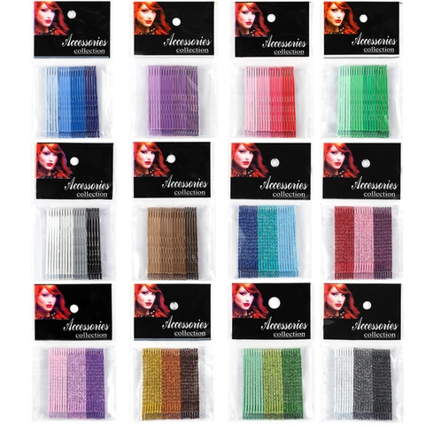 Sparkle Metal Bobby Pins Colorful Gradient Hair Clips Wave Shape Side Barrette Headwear For Women Girls Accessories