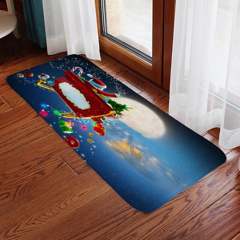Kerst Deurmat Polyester Flanel Antislip Absorberend Vloerkleed Voor Keuken Woonkamer Badkamer Feestelijke Feestdecoratie