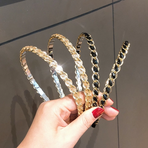 Cerchietto Elegante Con Catena In Metallo E Strass Di Cristallo Cerchietto In Lega Intrecciata