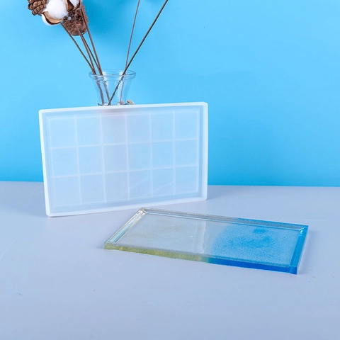 Harz Untersetzer Tablett Silikonformen Quadratisch Rechteckig DIY Epoxidguss Kunsthandwerk Flexible Transparente Form