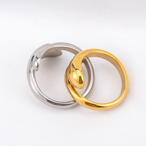 Wassertropfen Offener Ring 316L Edelstahl Verstellbar Minimalistisch Spiegelpoliert Tränenform Schmuck