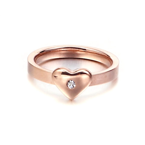 Herz Ring Edelstahl 18K Vergoldet Zirkonia Minimalistischer Schmuck Für Frauen Valentinstag Geschenk
