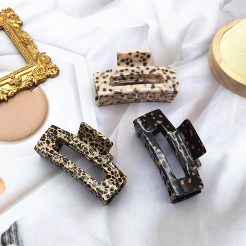 Acetate Haarklammer Rechteck Hohl Leoparden Schildpatt Rutschfeste Starke Haarnadel Für Frauen Mode Styling