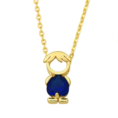 Anhänger Halskette Kupfer 18K Vergoldet Mit Herz Zirkonia Jungen Mädchen Figur Für Paare Minimalistischer Schmuck