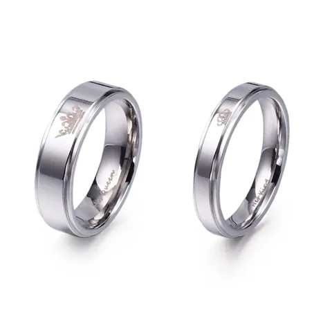 Bagues De Couple Couronne Acier Inoxydable Gravées Her King His Queen Bagues De Promesse Pour Amants Bijoux Polis