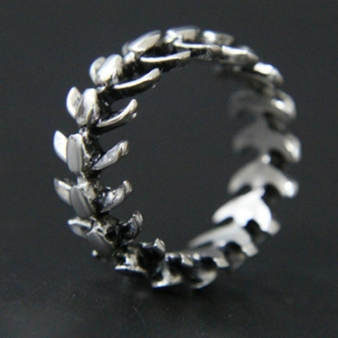 Fish Bone Ring Alloy Spine Skeletal Band Punk Gothic Antique Silver Retro Finger Jewelry For Men