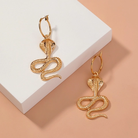 Cobra Schlange Hoop Ohrringe Retro Tier Stil Gold Farbe Legierung Mit Stahl Ohrstecker Schmuck Für Frauen Punk Gothic
