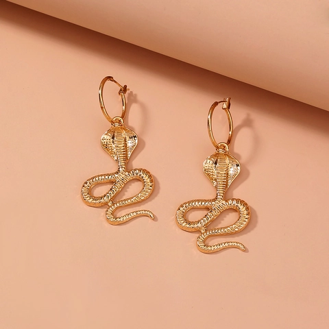 Cobra Schlange Hoop Ohrringe Retro Tier Stil Gold Farbe Legierung Mit Stahl Ohrstecker Schmuck Für Frauen Punk Gothic