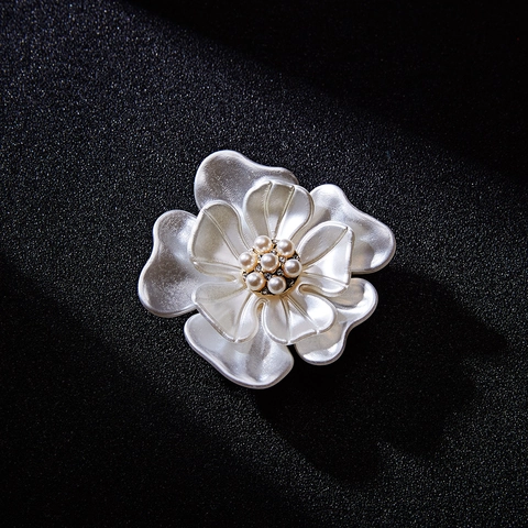 Spilla Fiore Di Camelia Per Donna Elegante Lega Strass Finta Perla Artificial Matrimonio Festa Accessori Abbigliamento Fibbia Sciarpa