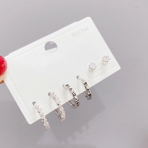 Minimalist Geometric Earrings Collection Copper With 925 Sterling Silver Earring Post Micro Zircon Love Hoops Studs For Women