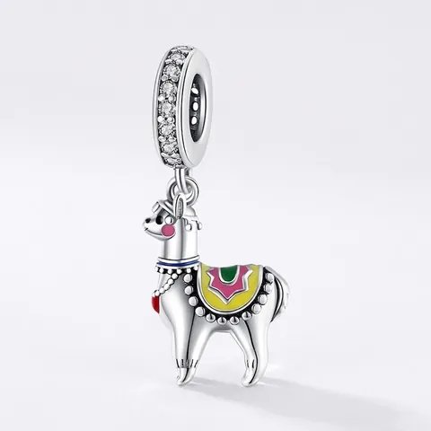 Schattige Alpaca Charm Hanger 925 Sterling Zilver Kleurrijk Emaille Zirconia Voor DIY Armbanden Kettingen Sieraden Maken