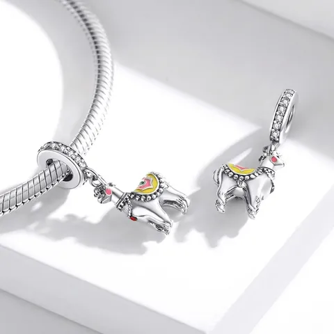 Schattige Alpaca Charm Hanger 925 Sterling Zilver Kleurrijk Emaille Zirconia Voor DIY Armbanden Kettingen Sieraden Maken