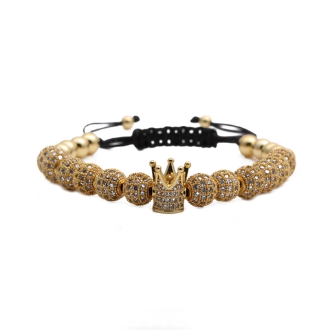 Kupfer Mikro Zirkonia Krone Geflochtenes Armband Für Damen Herren Verstellbare Kordel Gewebtes Armband Mode Handgewebter Schmuck Geschenk