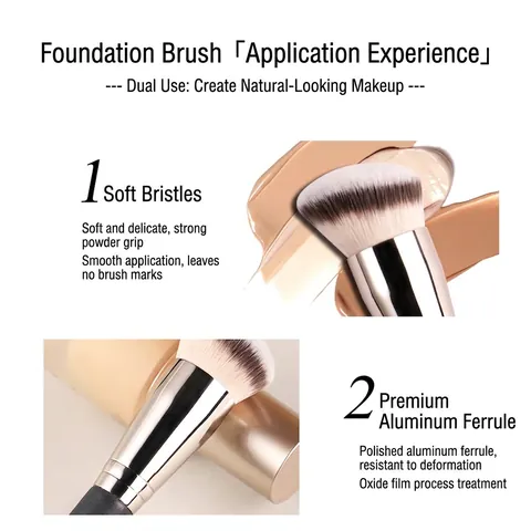 Brochas Maquillaje Pro Para Base Corrector Cabezal Redondo Inclinado Cerdas Sintéticas Mango Madera Belleza