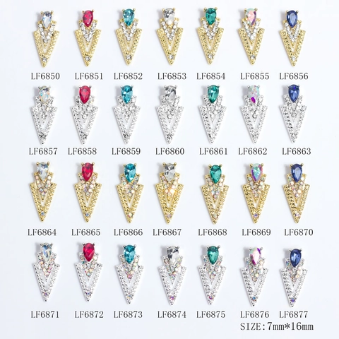 Nail Art Charms Alloy Rhinestone V Shape Hollow Water Drop 3D Jewelry Luxury Japanese Style Manicure Decorations