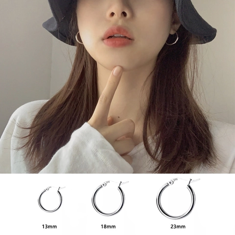 Pendientes de Aro de Plata de Ley 925 Minimalistas para Mujer Pendientes de Botón Geométricos en Forma de U Joyería de Moda