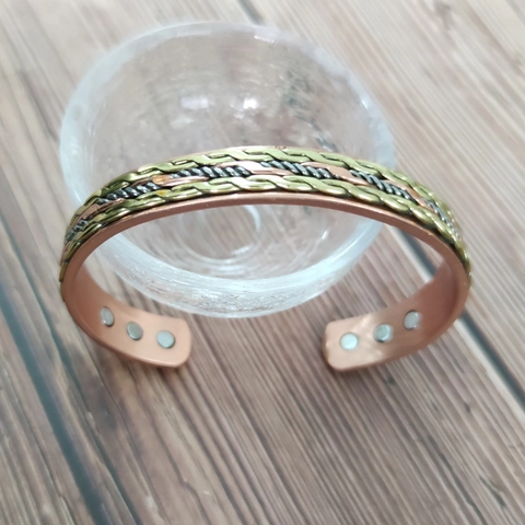 Bracciale Magnetico In Rame Regolabile Intrecciato Torsione Polsino Multicolore Per Terapia Antifatica
