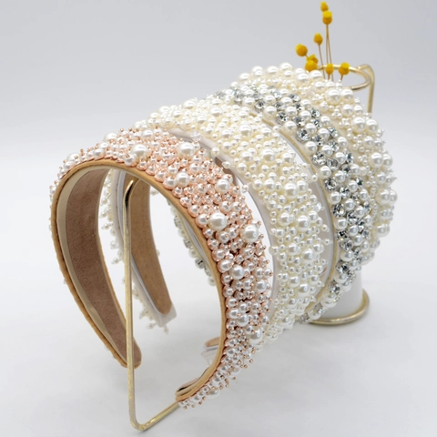 Cerchietto Imbottito Barocco Per Donna Con Künstliche Perle Sintetiche Strass E Künstliche Perle Di Cristallo Elegante Accessorio Capelli