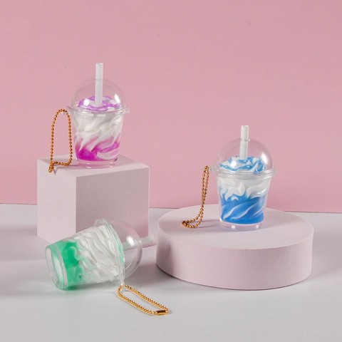 Portachiavi Tazza Tè Al Latte Simulazione PVC Miniatura Gelato Bevanda Pendente Borsa Fascino Regalo Carino Ragazze