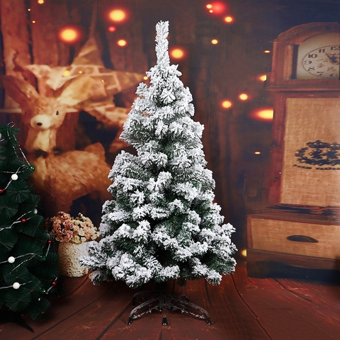 Árbol De Navidad Artificial Con Nieve Blanca Flocada PVC Soporte Metálico Decoración Festiva Hogar Centro Comercial